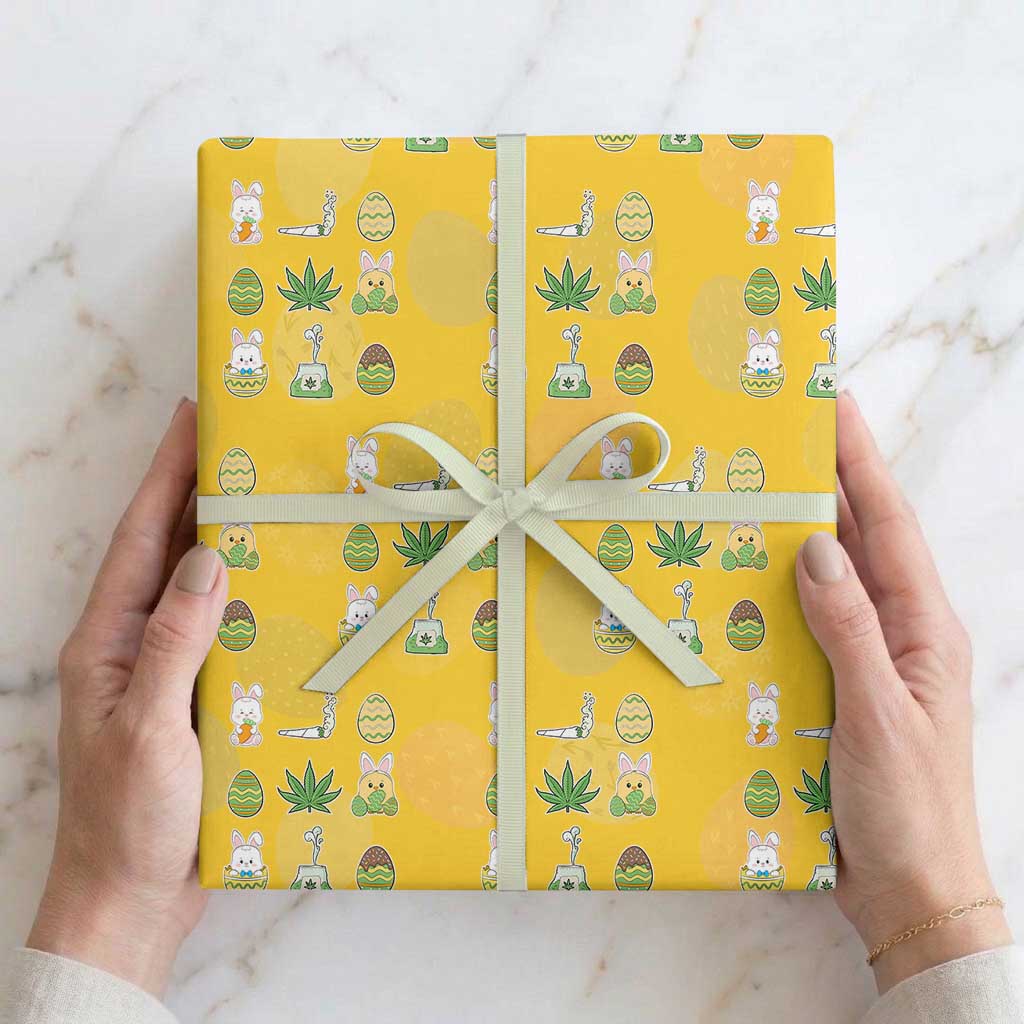 Happy 420 Easter Wrapping Paper Roll TS02 Yellow Print Your Wear