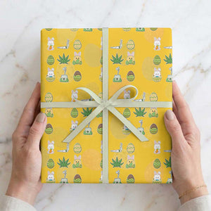 Happy 420 Easter Wrapping Paper Roll TS02 Yellow Print Your Wear