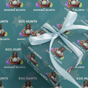 Happy 420 Easter Wrapping Paper Roll Blunt Stoner TS02 Teal Print Your Wear