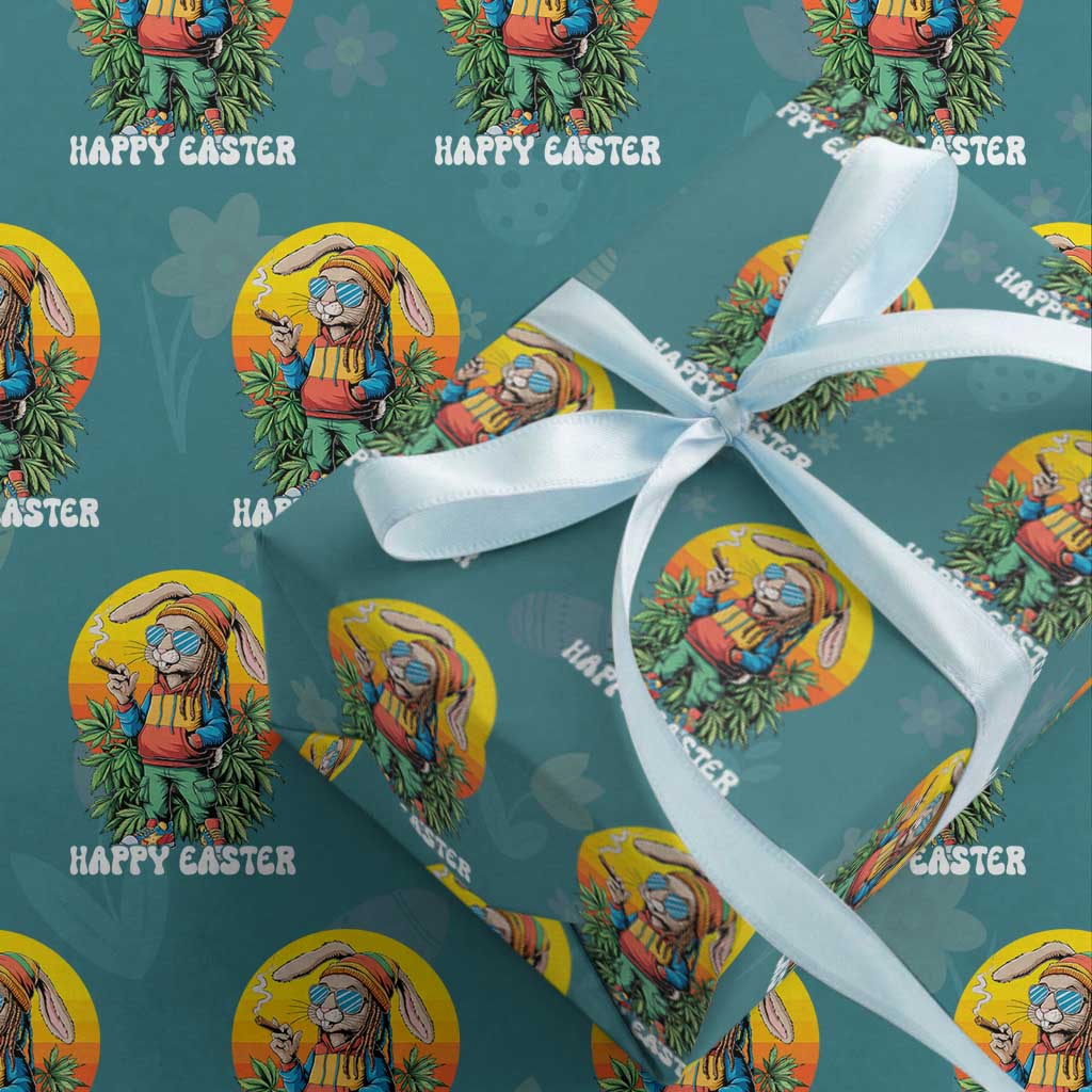 Happy 420 Easter Wrapping Paper Roll Funny Bunny Smoking Weed TS02 Teal Print Your Wear