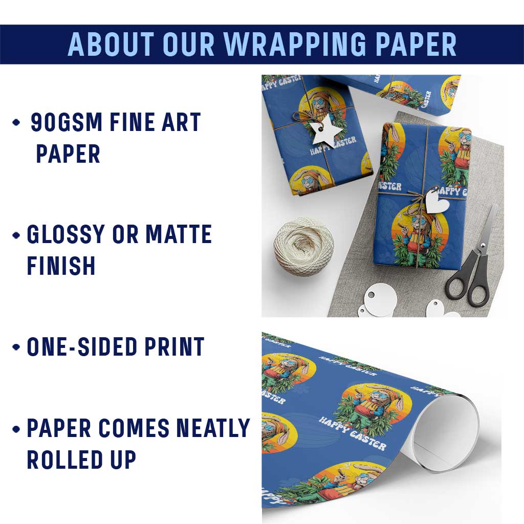 Happy 420 Easter Wrapping Paper Roll Funny Bunny Smoking Weed TS02 Print Your Wear