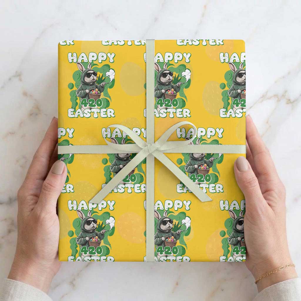 Happy 420 Easter Wrapping Paper Roll Funny Smoking Easter Bunny TS02 Yellow Print Your Wear