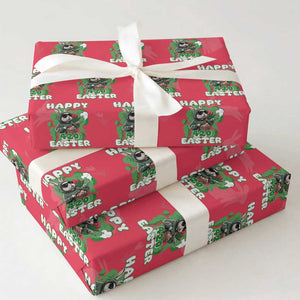 Happy 420 Easter Wrapping Paper Roll Funny Smoking Easter Bunny TS02 Red Print Your Wear