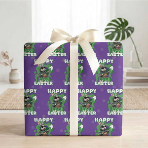 Happy 420 Easter Wrapping Paper Roll Funny Smoking Easter Bunny TS02 Purple Print Your Wear