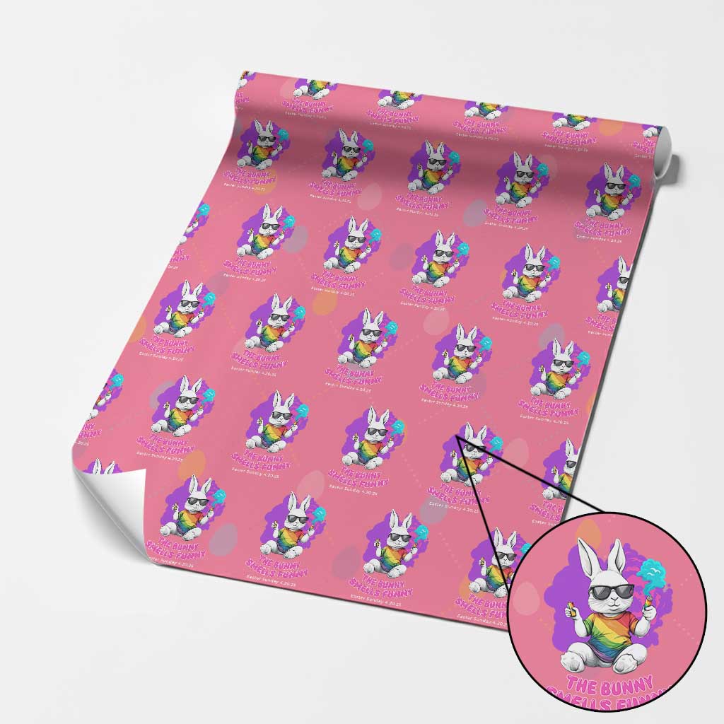 Happy 420 Easter Wrapping Paper Roll The Bunny Smells Funny TS02 Pink Print Your Wear