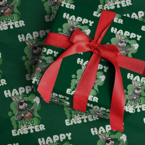 Happy 420 Easter Wrapping Paper Roll Funny Smoking Easter Bunny TS02 Green Print Your Wear