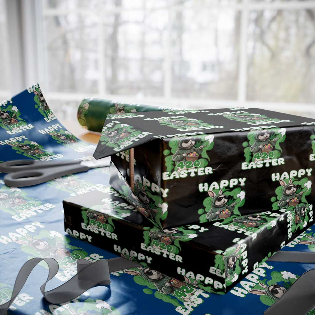 Happy 420 Easter Wrapping Paper Roll Funny Smoking Easter Bunny TS02 Black Print Your Wear