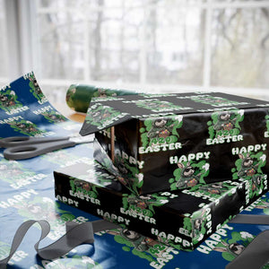 Happy 420 Easter Wrapping Paper Roll Funny Smoking Easter Bunny TS02 Black Print Your Wear