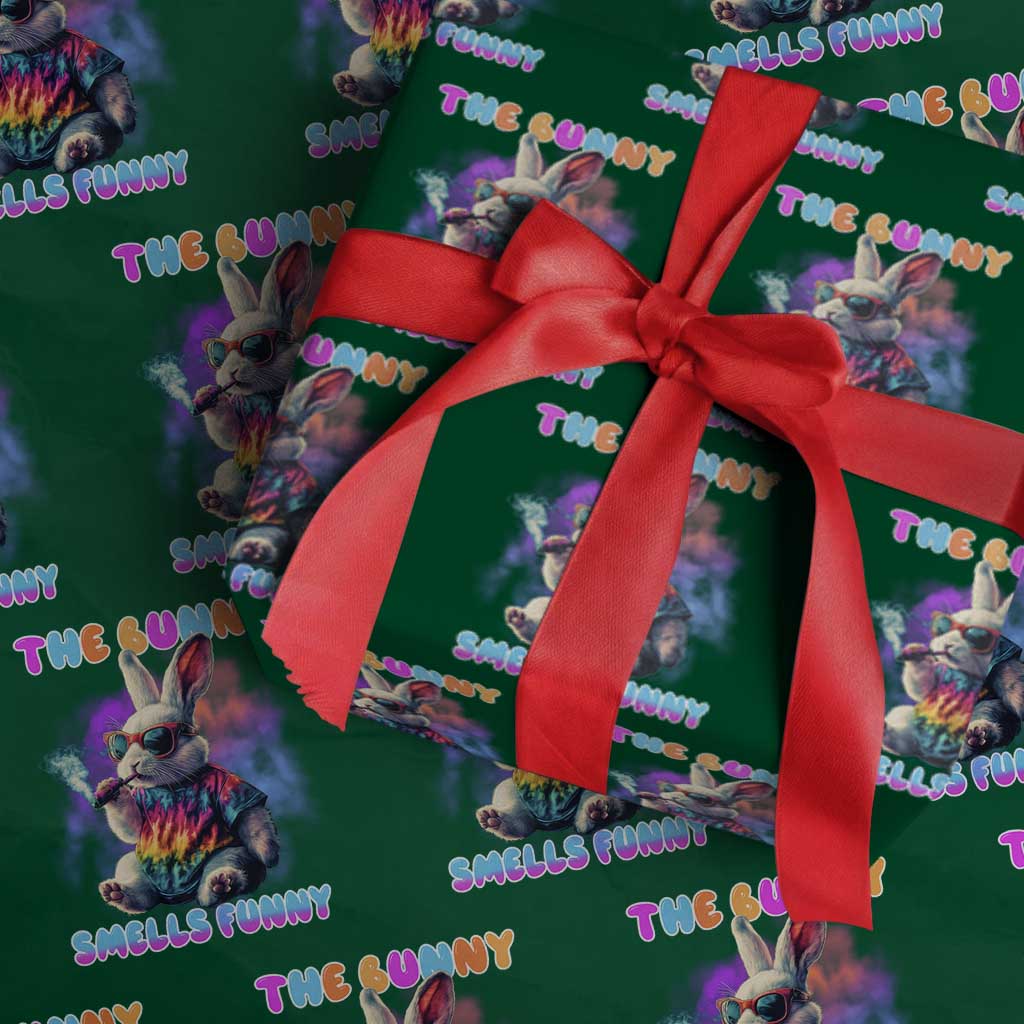 Happy 420 Easter Wrapping Paper Roll Funny Smoking Easter Bunny Smells Funny Easter TS10 Green Print Your Wear