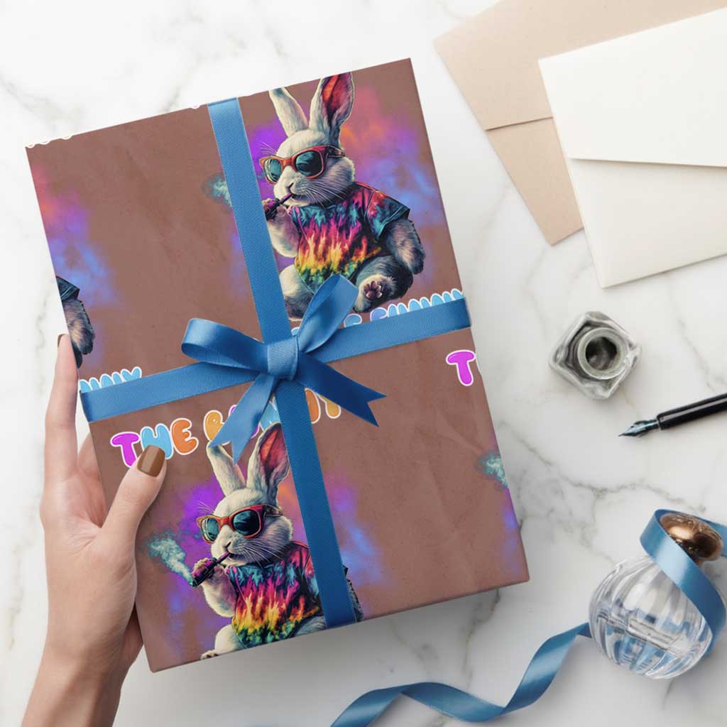 Happy 420 Easter Wrapping Paper Roll Funny Smoking Easter Bunny Smells Funny Easter TS10 Mocha Print Your Wear