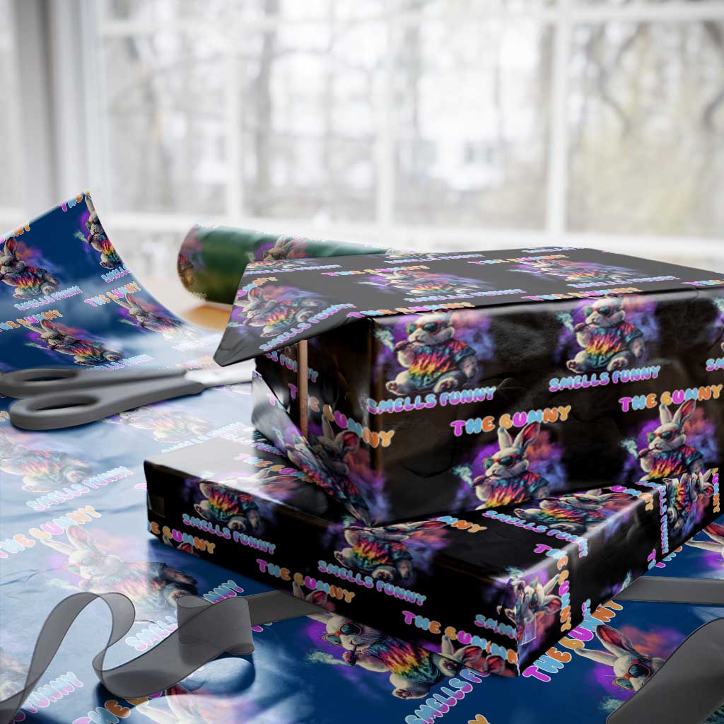 Happy 420 Easter Wrapping Paper Roll Funny Smoking Easter Bunny Smells Funny Easter TS10 Black Print Your Wear