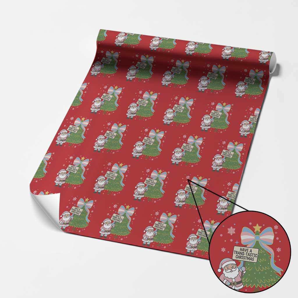 Have A Trans Tastic Christmas Wrapping Paper Roll Transgender Pride TS12 Red Print Your Wear