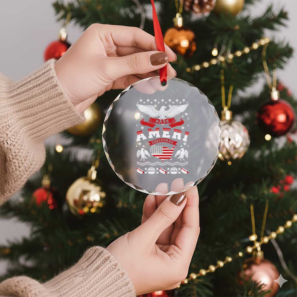 Have Ameri-Xmas USA Patriotic Eagle Xmas Crystal Glass Ornament TS09 Print Your Wear