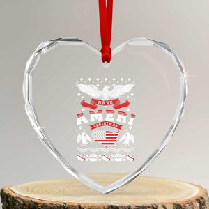 Have Ameri-Xmas USA Patriotic Eagle Xmas Heart Crystal Glass Ornament TS09 Transparent Glass 3'' Heart Print Your Wear