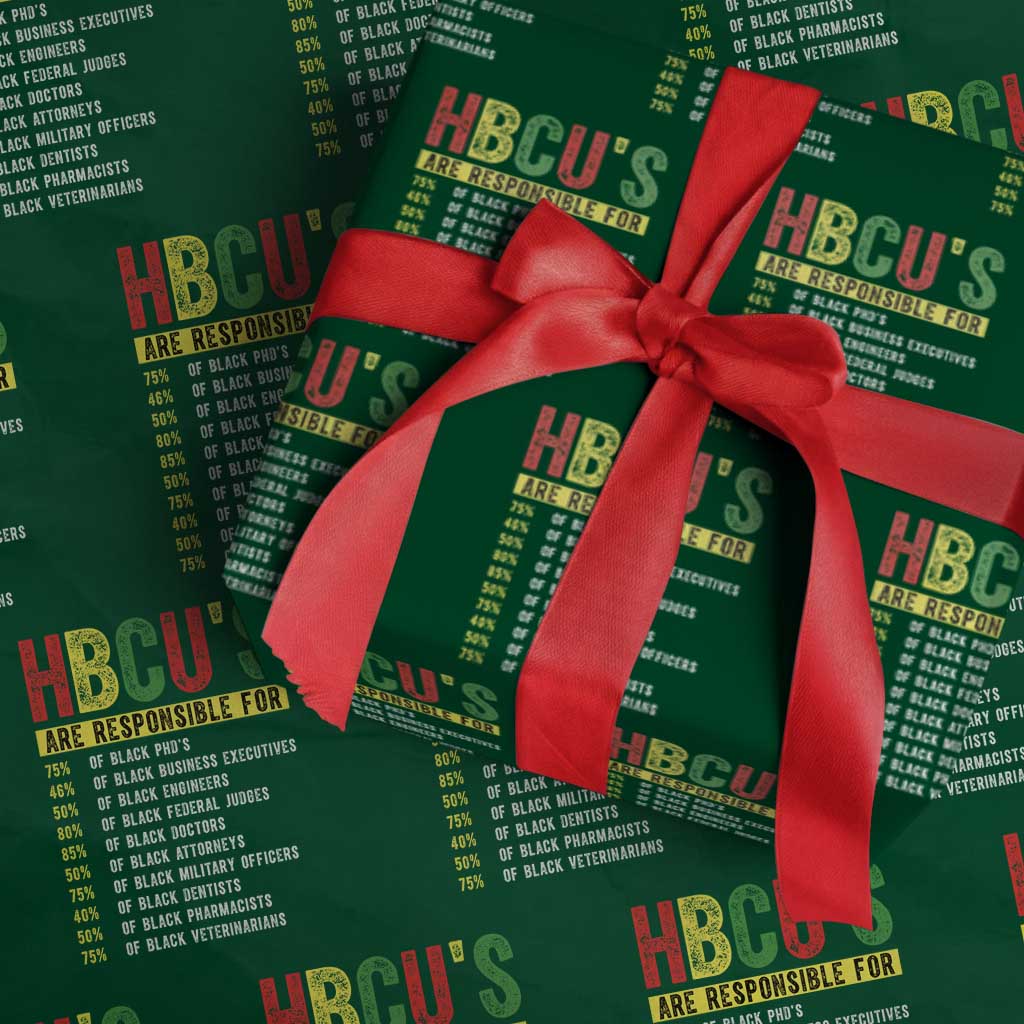 HBCUs Are Responsible For Black Excellence Wrapping Paper Roll Powerful Education Impact Statistics Pride TS02 Green Print Your Wear