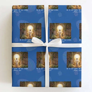 He Is Not Here He Has Risen Wrapping Paper Roll Easter Christian Jesus TS14 Royal Blue Print Your Wear