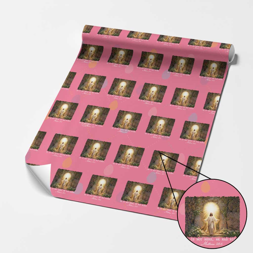 He Is Not Here He Has Risen Wrapping Paper Roll Easter Christian Jesus TS14 Pink Print Your Wear