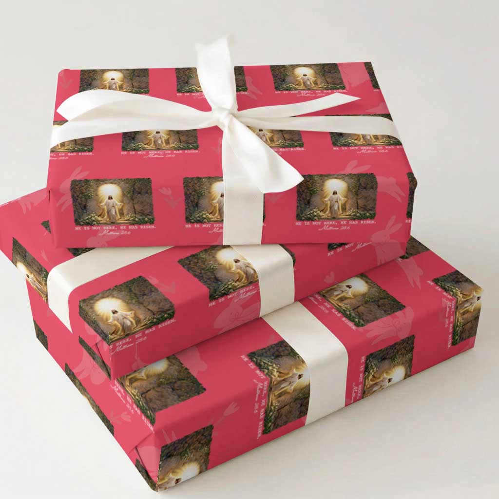 He Is Not Here He Has Risen Wrapping Paper Roll Easter Christian Jesus TS14 Red Print Your Wear