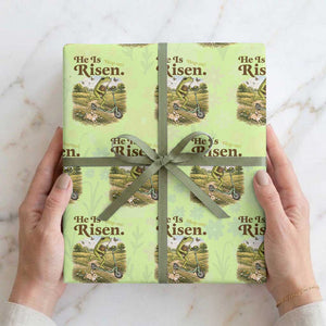 He Is Risen Hop On Wrapping Paper Roll Christian Easter Frog TS14 Lime Print Your Wear