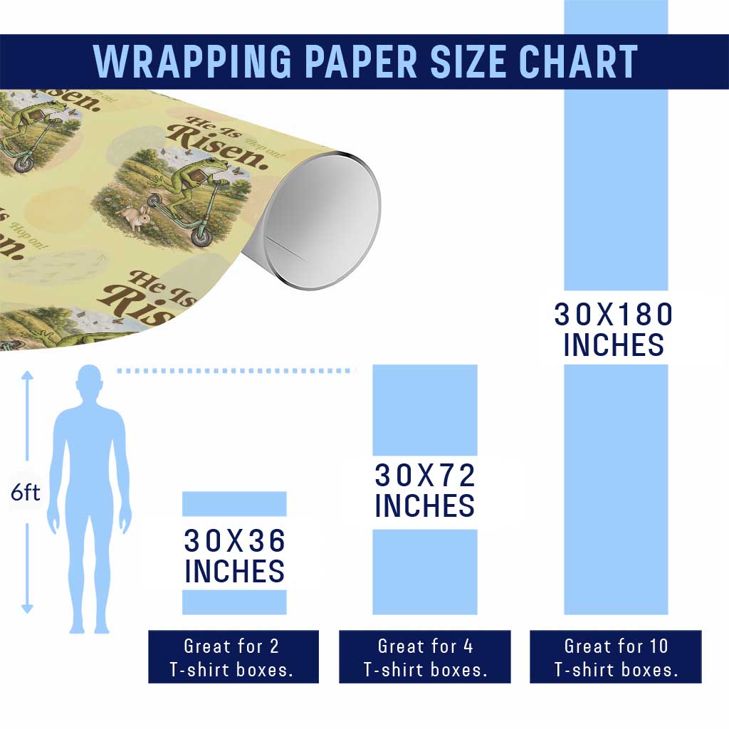 He Is Risen Hop On Wrapping Paper Roll Christian Easter Frog TS14 Print Your Wear