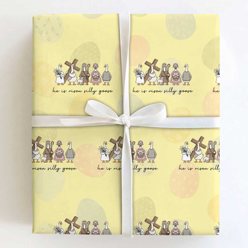 He Is Risen Silly Goose Wrapping Paper Roll Funny Christian Easter TS14 Light Yellow Print Your Wear