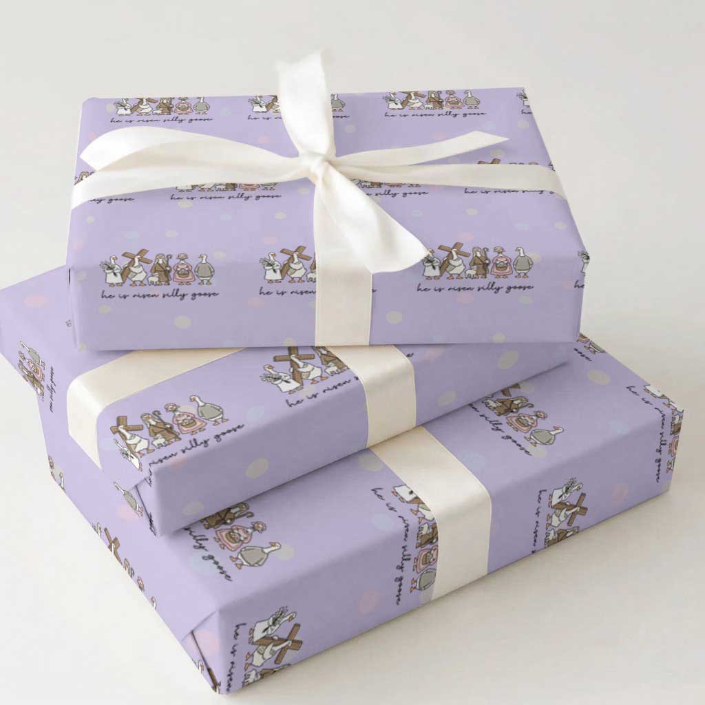 He Is Risen Silly Goose Wrapping Paper Roll Funny Christian Easter TS14 Violet Print Your Wear
