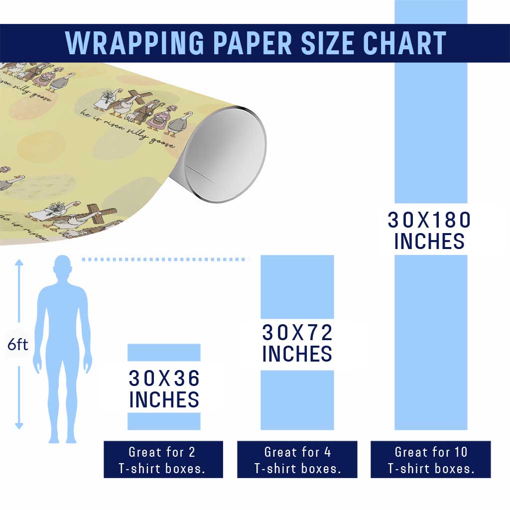 He Is Risen Silly Goose Wrapping Paper Roll Funny Christian Easter TS14 Print Your Wear