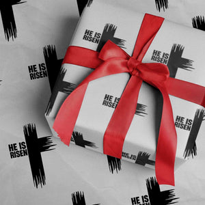 He Is Risen Wrapping Paper Roll Christian Easter Cross TS10 White Print Your Wear
