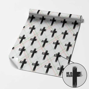 He Is Risen Wrapping Paper Roll Christian Easter Cross TS10 Christmas Plaid Print Your Wear