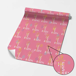 He Is Risen Wrapping Paper Roll Christian Easter Day Religious Bible Verse Cross TS11 Pink Print Your Wear