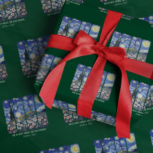 He is Risen Wrapping Paper Roll Christian Easter Starry Night Van Gogh TS14 Green Print Your Wear