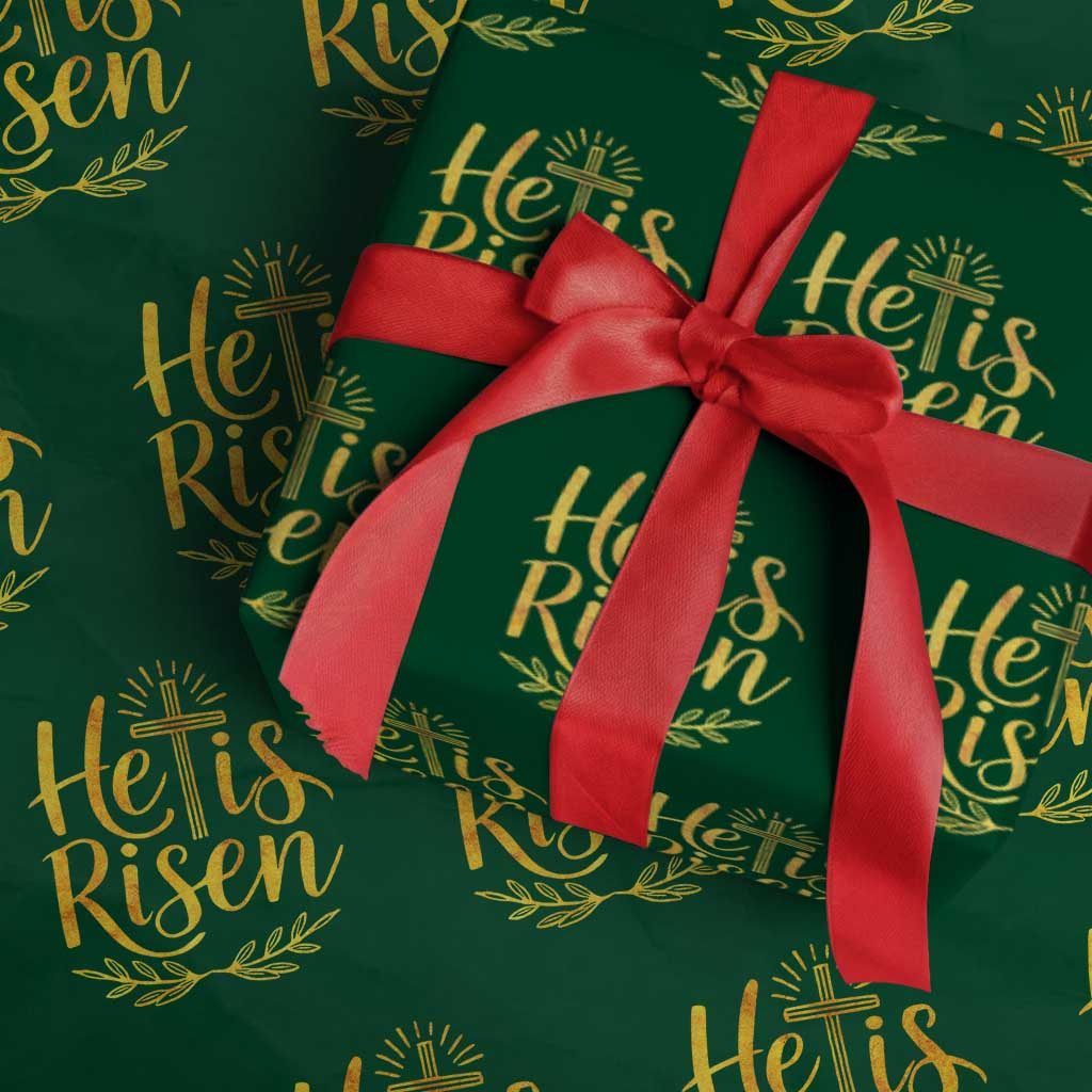 He Is Risen Wrapping Paper Roll Jesus Easter Religious Christians TS10 Green Print Your Wear
