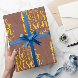 He Is Risen Wrapping Paper Roll Jesus Easter Religious Christians TS10 Mocha Print Your Wear