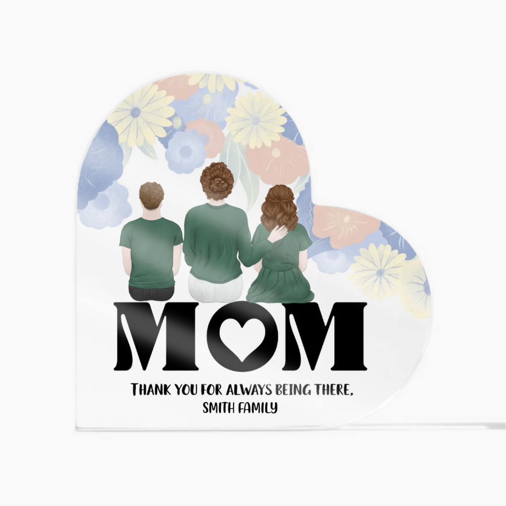 Personalized Custom Mother's Day Heart Shaped Acrylic Plaque Thank You Mom Gift CTM02 Acrylic Table Sign 4.9