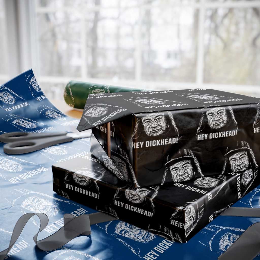 Hey Dckhead Grumpy Old Man Humor Wrapping Paper Roll Jerk Sarcastic Comedy TS02 Black Print Your Wear