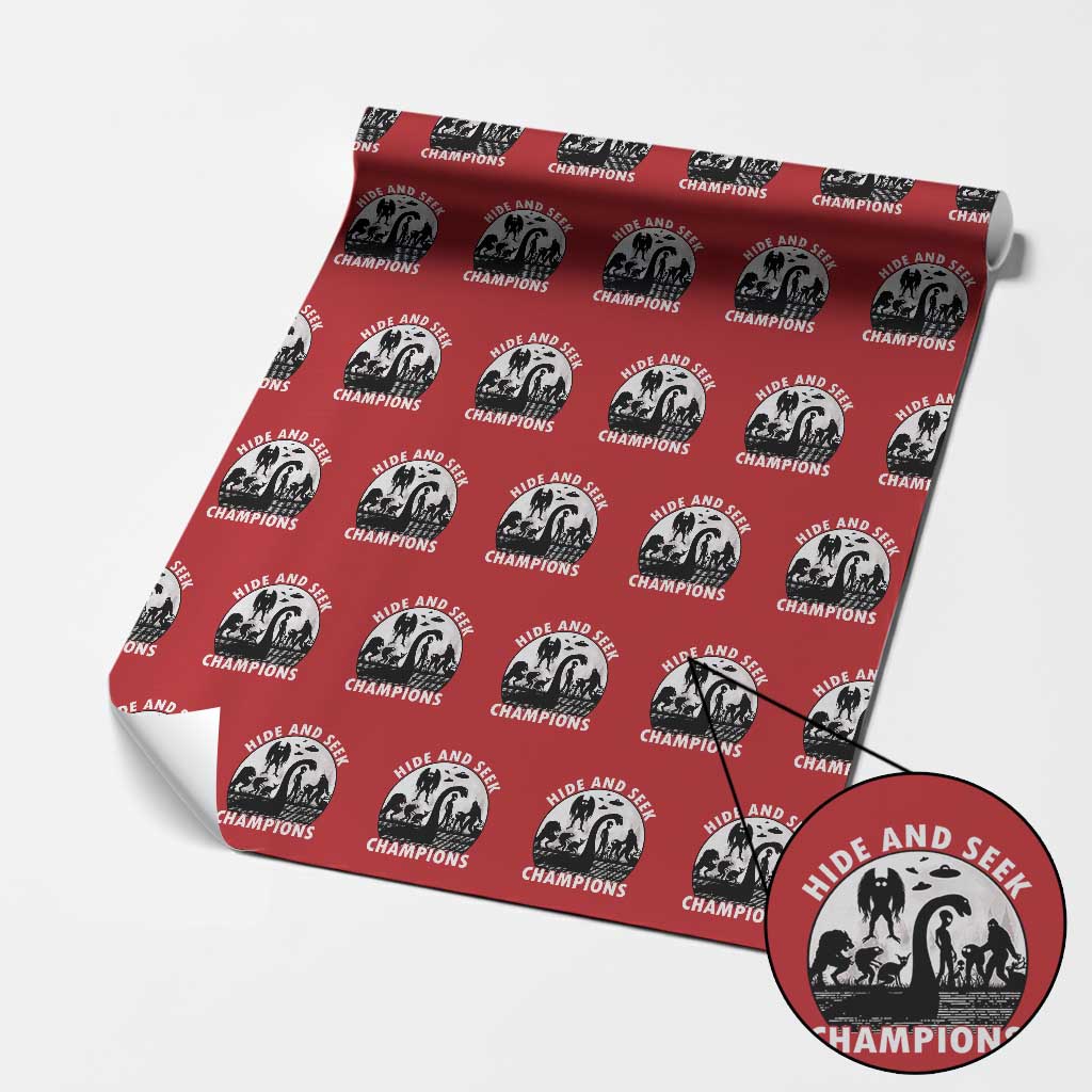 Hide And Seek Champions Wrapping Paper Roll Funny Cryptid Cryptozoology TS14 Red Print Your Wear