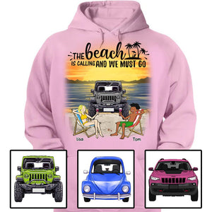 Custom Jeep T Shirt The Beach Is Calling and We Must Go CTM Custom - Printyourwear