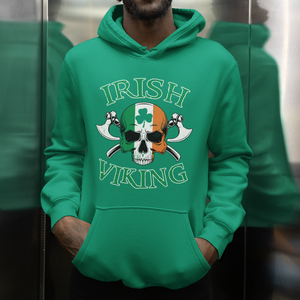 St. Patrick's Day Hoodie Irish Viking Skull Lucky Shamrocks Ireland Flag TS09 Printyourwear