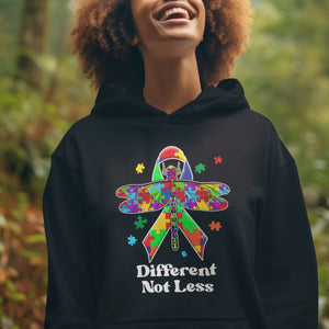 Dragonfly Autism Awareness Hoodie Different Not Less Puzzle Piece TS02 Printyourwear