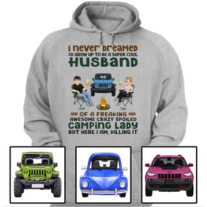 Custom Jeep Shirts, I Never Dreamed Id Grow Up To Be A Super Cool Husband Camping, Jeep Couple Apparel CTM Custom - Printyourwear