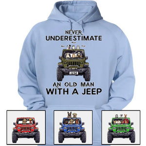 Never Underestimate an Old Man or Lady with a JP Dog & Cat – Custom Apparel – Personalized Jeep Design CTM00 Custom - Printyourwear
