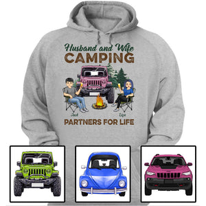 Custom Jeep Shirts, Husband And Wife Camping Partners For Life, Jeep Couple Apparel CTM Custom - Printyourwear