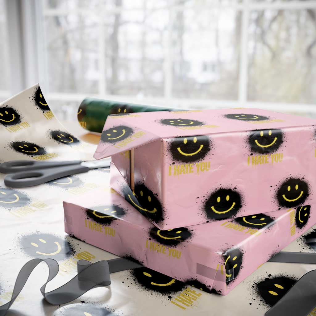 I Hate You Wrapping Paper Roll Funny Smile Face Emoticon Meme TS14 Light Pink Print Your Wear