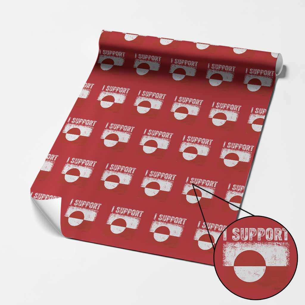 I Support Greenland Wrapping Paper Roll Grunge Flag TS10 Red Print Your Wear