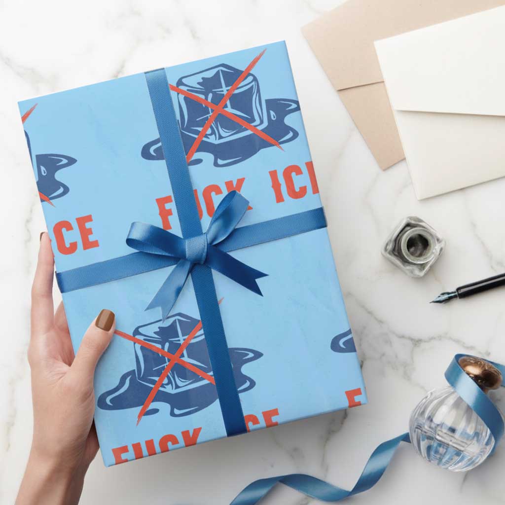 Ice Cube Anti ICE Immigration Human Rights Meme Wrapping Paper Roll TS14 Light Blue Print Your Wear