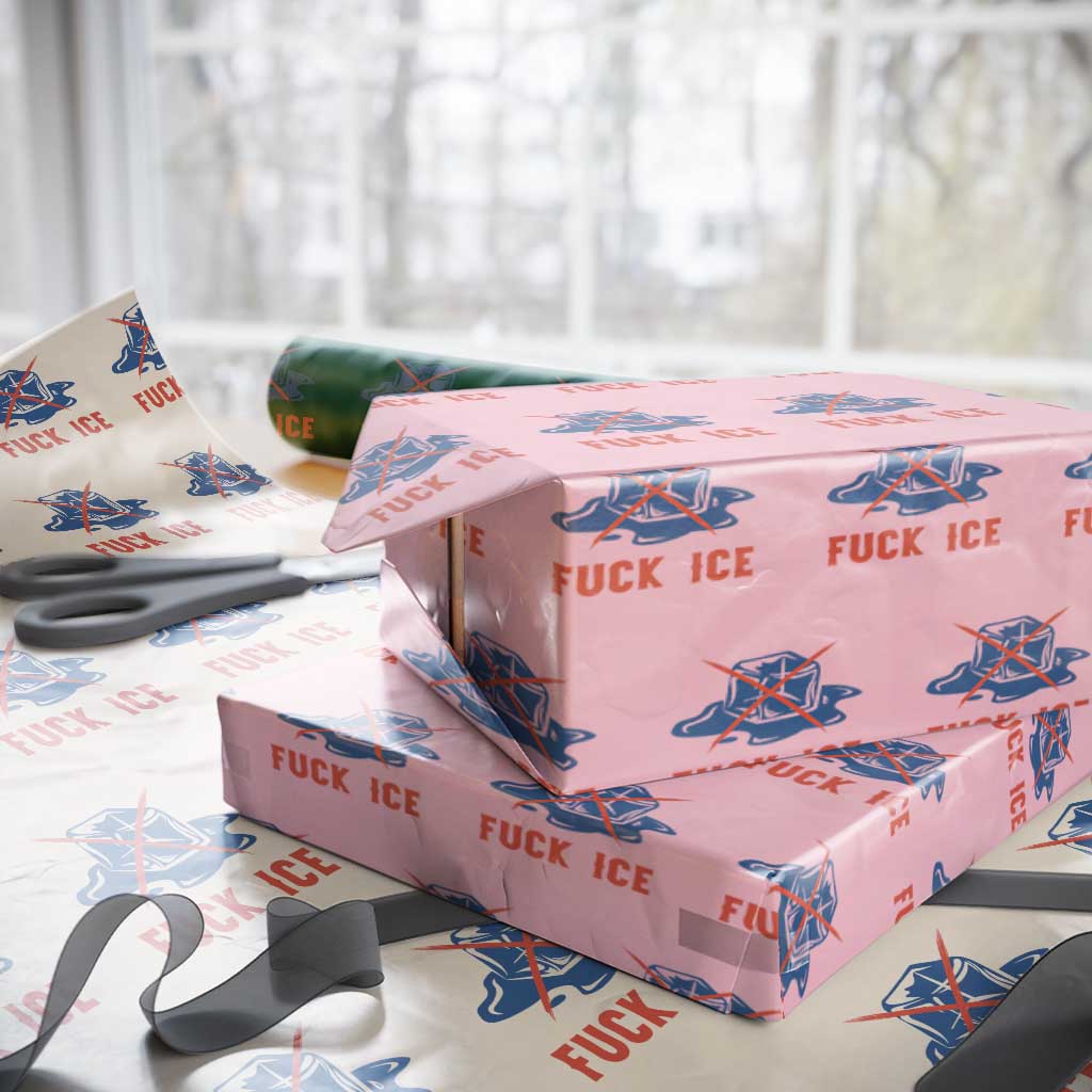Ice Cube Anti ICE Immigration Human Rights Meme Wrapping Paper Roll TS14 Light Pink Print Your Wear