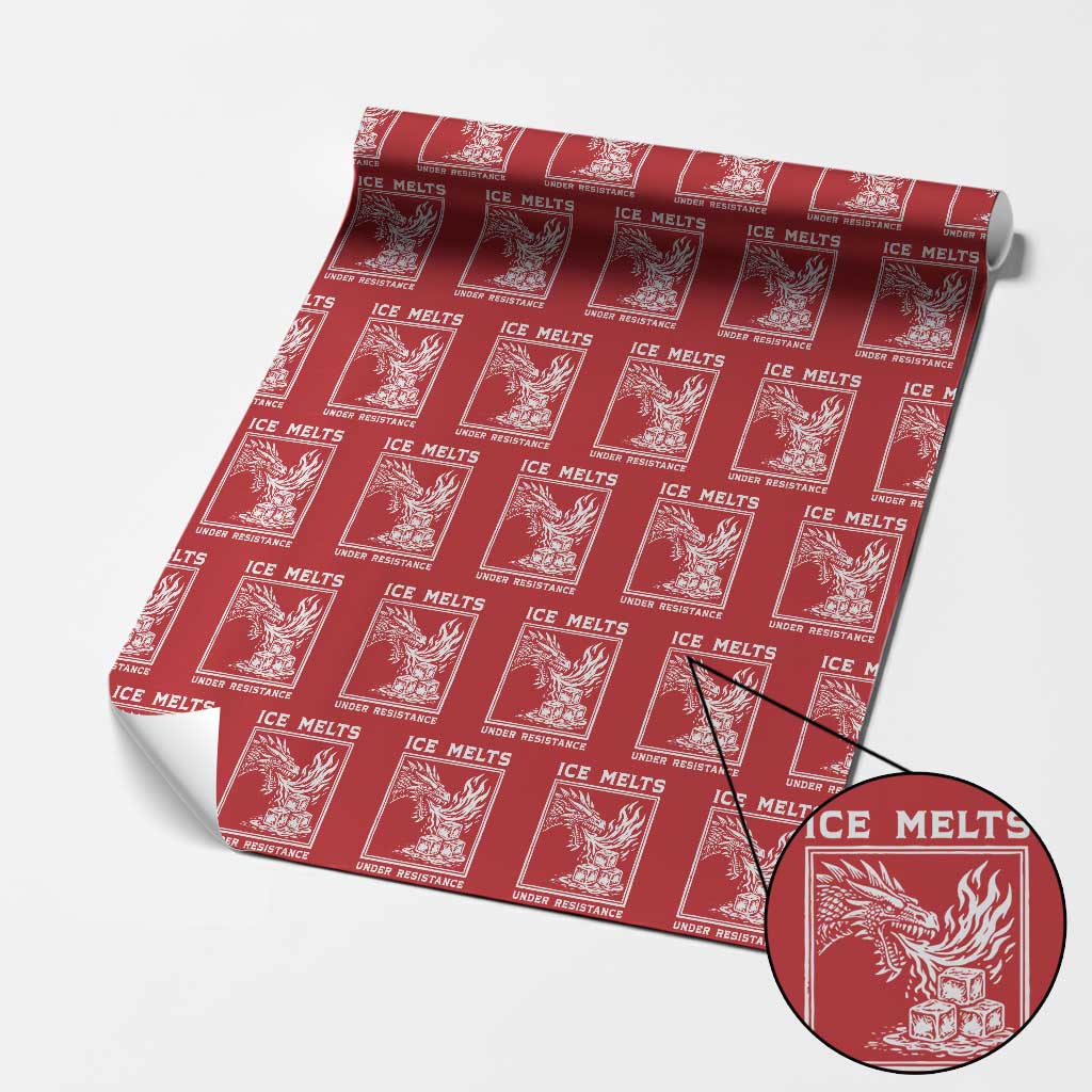 Ice Melts Under Resistance Wrapping Paper Roll Against Ice Protest Dragon Graphic with Fire TS02 Red Print Your Wear