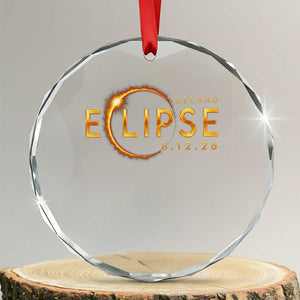 Iceland Eclipse 2026 Crystal Glass Ornament August 12 26 Solar Eclipse Totality TS11 Transparent Glass 3'' Circle Print Your Wear