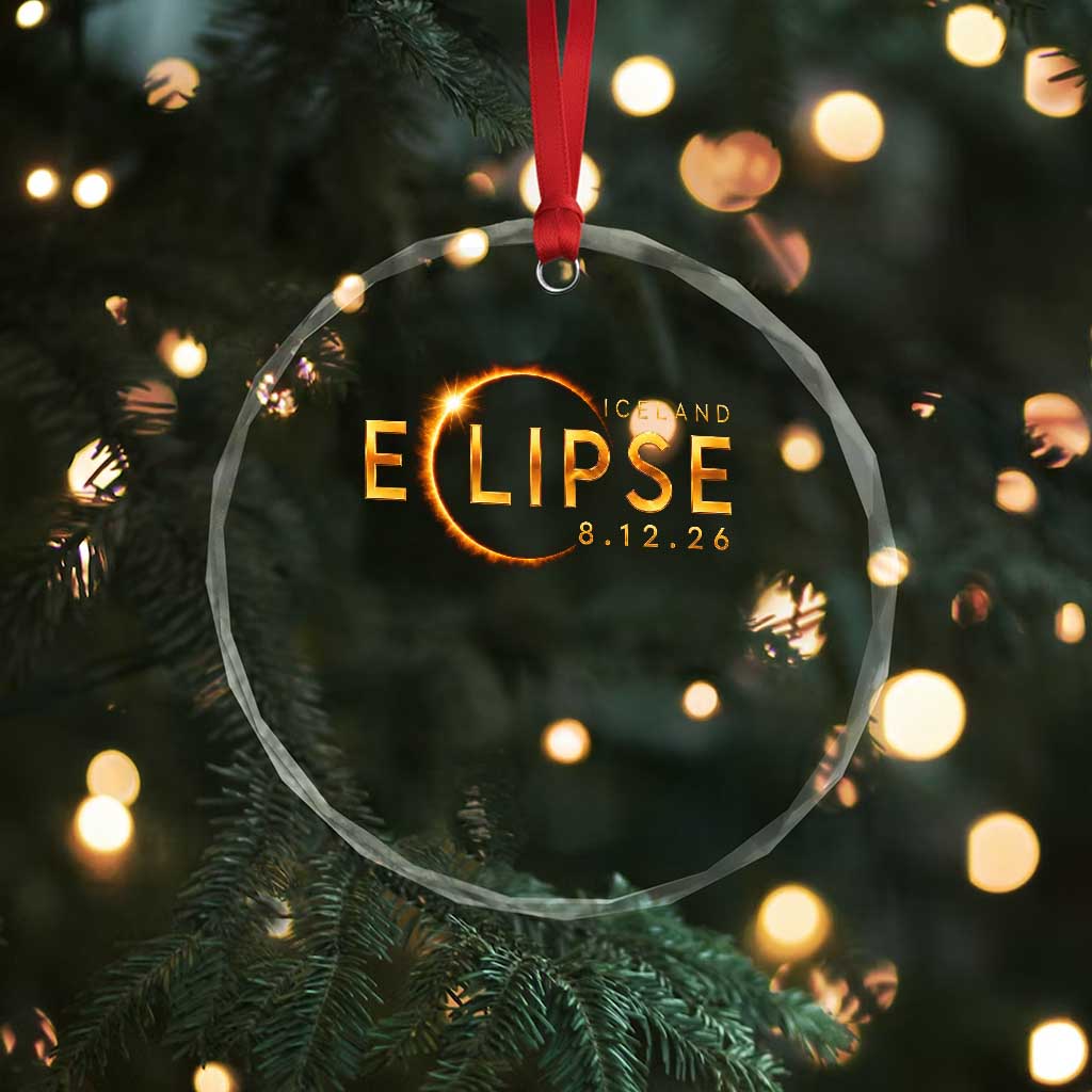 Iceland Eclipse 2026 Crystal Glass Ornament August 12 26 Solar Eclipse Totality TS11 Print Your Wear