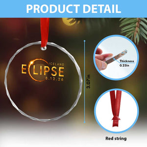 Iceland Eclipse 2026 Crystal Glass Ornament August 12 26 Solar Eclipse Totality TS11 Print Your Wear